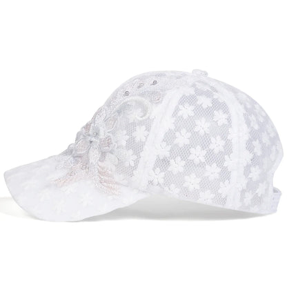 Unisex Lace Flower Embroidery Breathable Baseball Caps