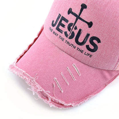 Washed Denim Pink Baseball Cap Women Men