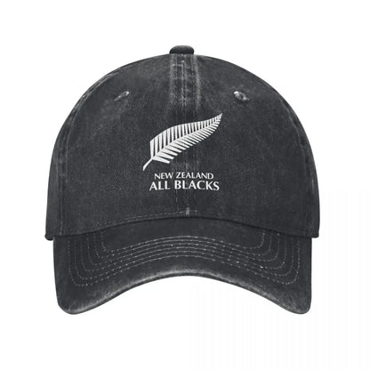New Zealand All Blacks Unisex Baseball Cap Rugby Worldcup Sports Distressed Denim