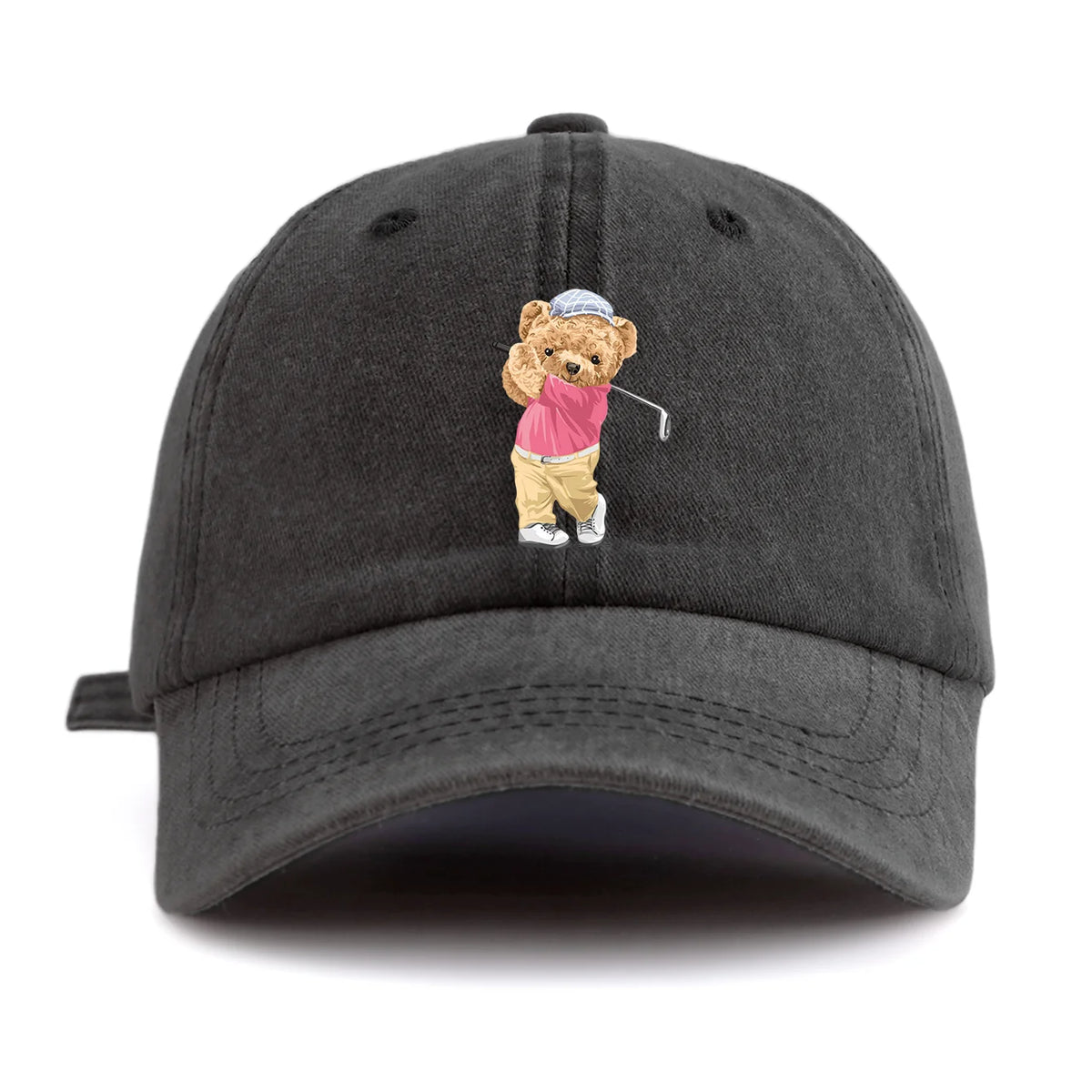 Golf Bear Graphic Print Baseball Cap