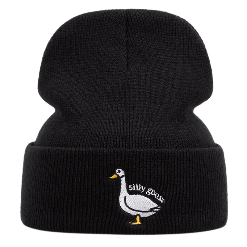 Cute Duck Embroidered Knitted Hat, Warm For Men and Women In Autumn And Winter