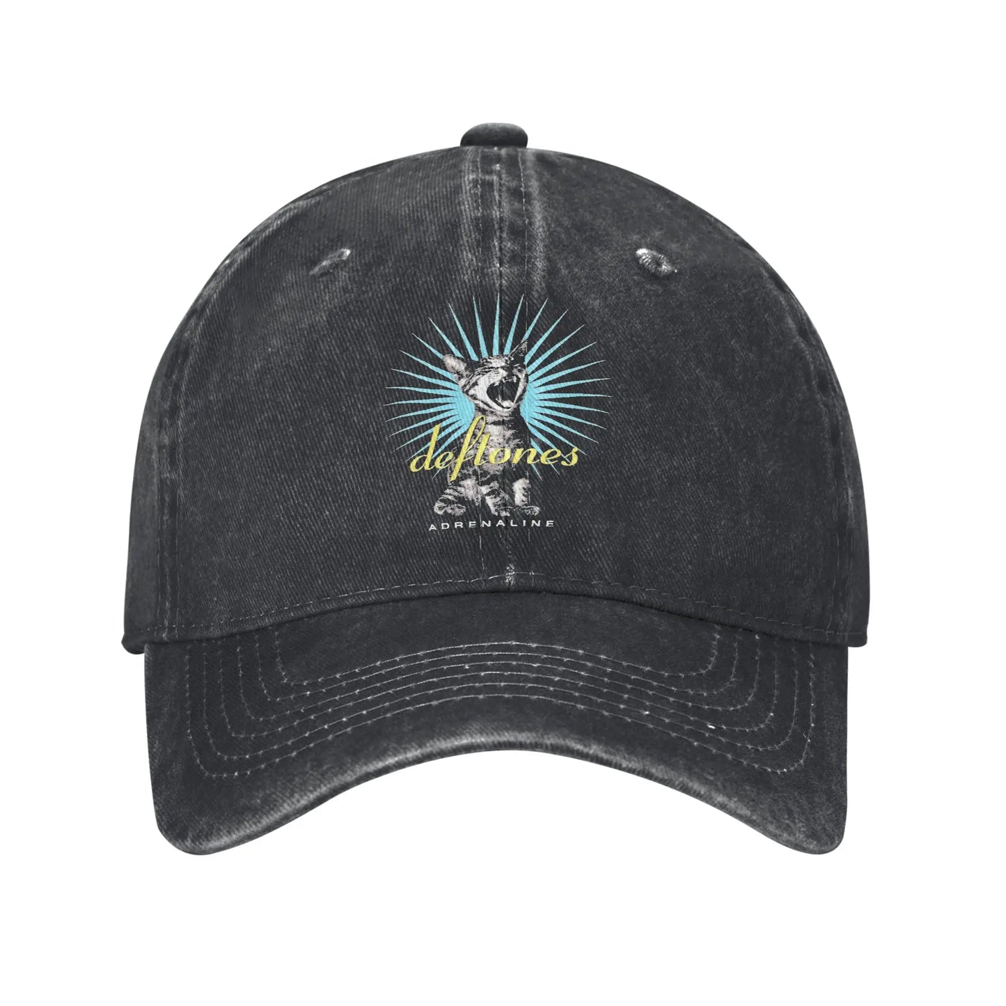 Retro Deftones Baseball Caps Unisex Style Distressed Cotton Snapback Cap White Pony