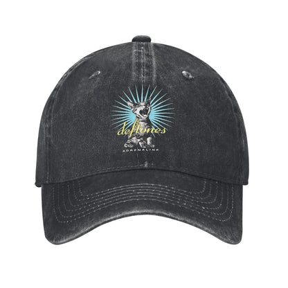 Retro Deftones Baseball Caps Unisex Style Distressed Cotton Snapback Cap White Pony