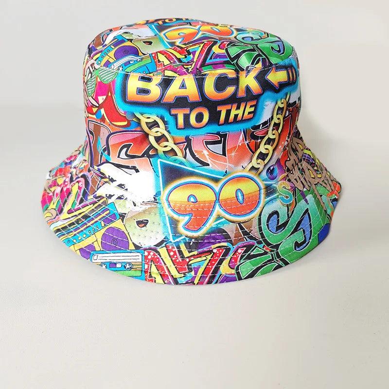 New Fashion Graffiti Sunscreen Bucket Hats Fashion Letter Print Fisherman