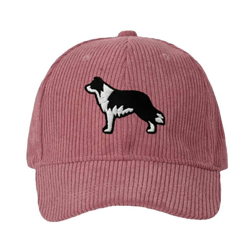 Border Collie Corduroy Cap Embroidered Dog Design Unisex Baseball Hat For Men Women