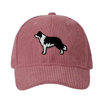 Border Collie Corduroy Cap Embroidered Dog Design Unisex Baseball Hat For Men Women