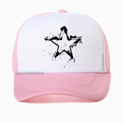 Summer Men Creative Pentagram Printed Mesh Baseball Cap