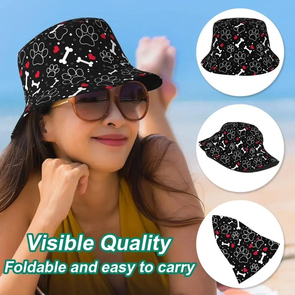 Dog Paw Fisherman Cap Hip Hop Gorras Summer Unisex Printing Bucket Hat