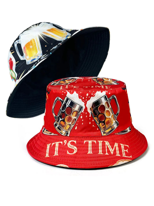Beer Cheers 3D Graphic Reversible Bucket Hat