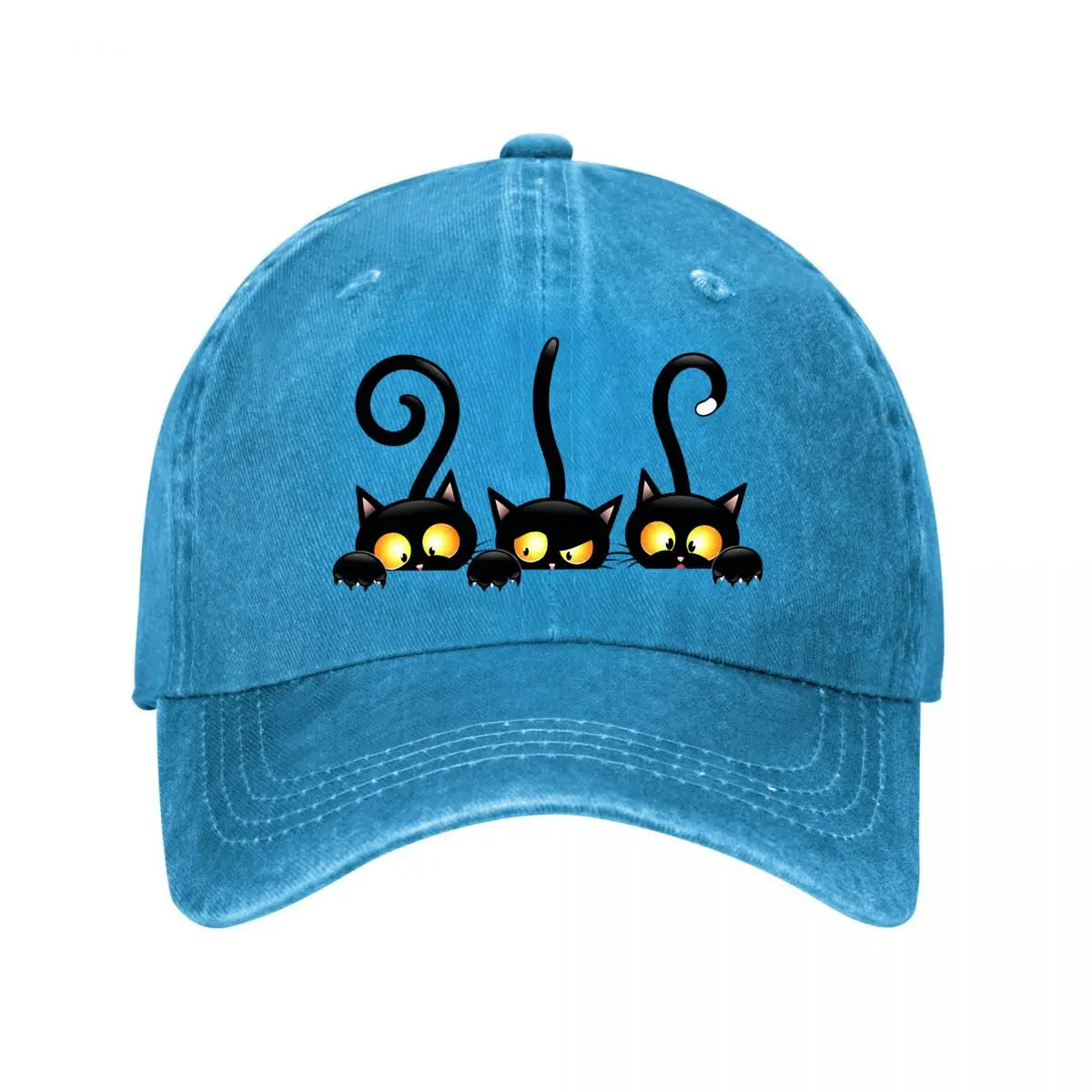 Halloween Black Cats Yellow Eyes Claws New Vintage Washed Cotton Baseball Cap