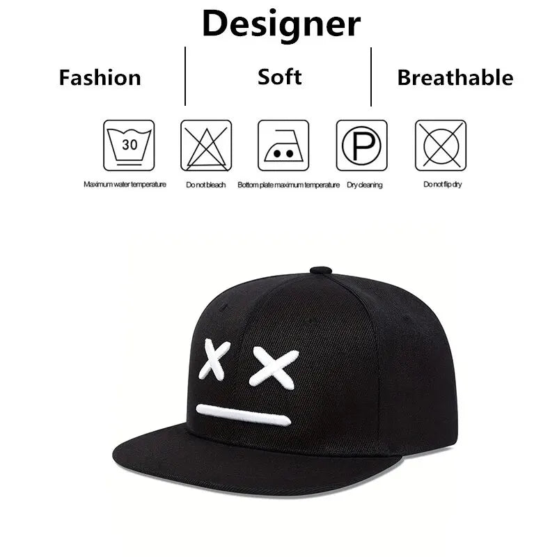 Unisex XX Smiling Face Embroidery Hip-hop Hats Snapback Cap Baseball Caps Sunscreen Hat