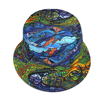 Retro Graffiti Print Hip Hop Street Bucket Hat