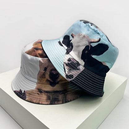 New Unisex Funny Animal Print Cute Bucket Hats