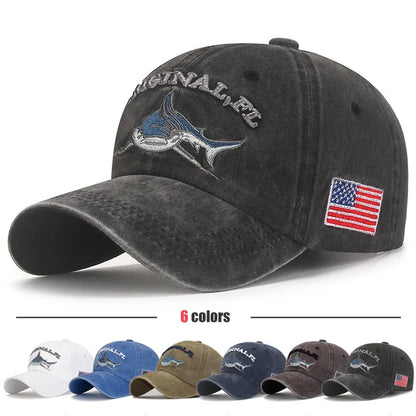 Shark Graphic And American Flag Embroidery Men Women