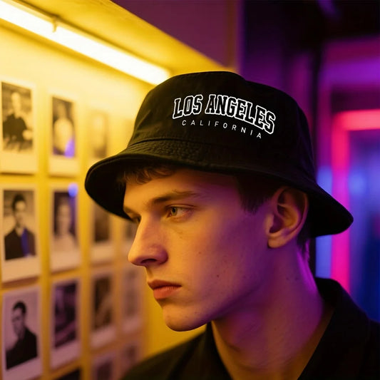 Leisure Bucket Hat with Letters Print, Funky Style Polyester Fishing Cap