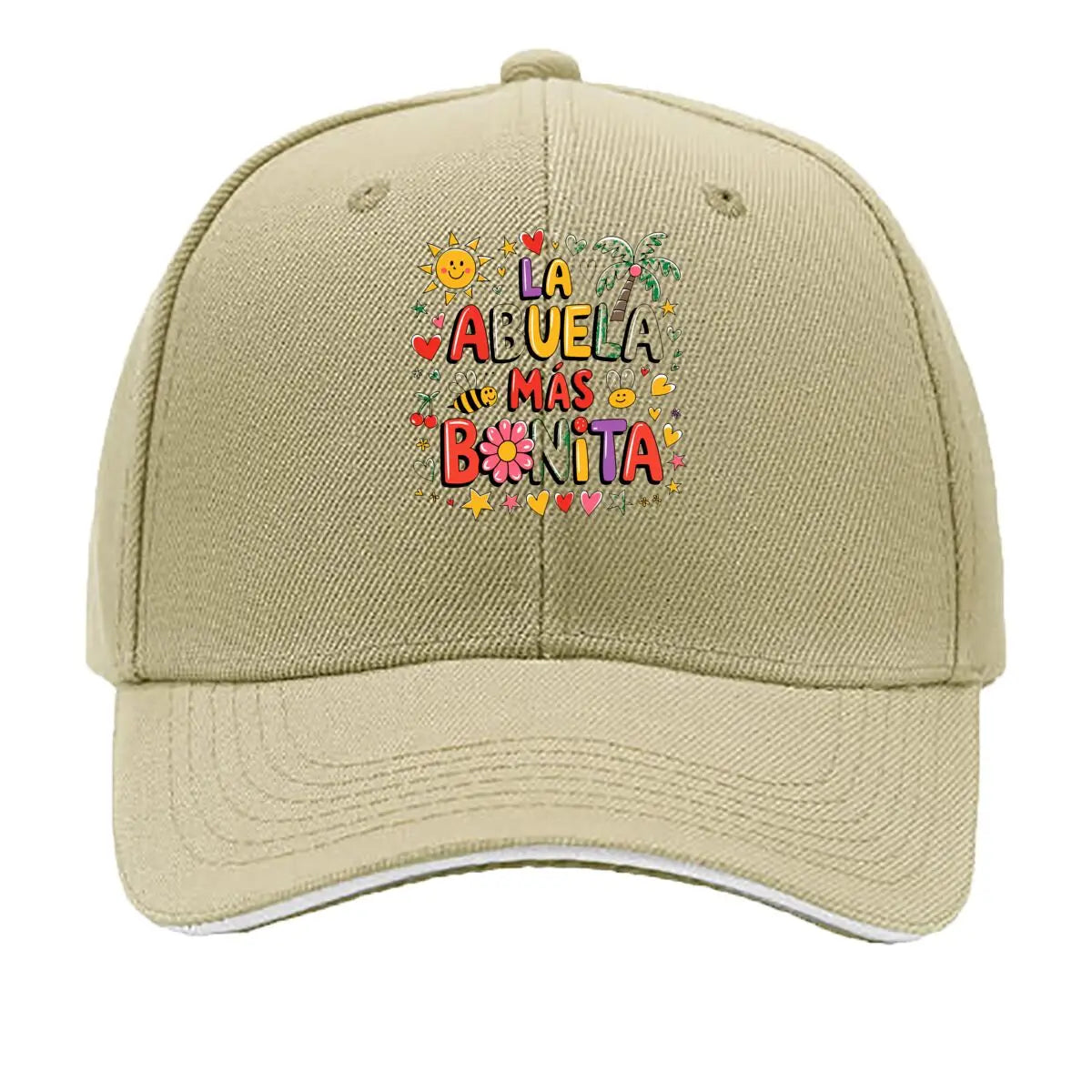 La Abuela Mas Bonita Spanish Grandma Floral Sun Hearts Sandwich Baseball Cap