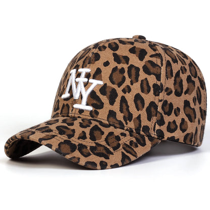 Unisex Letter Embroidery Leopard Print Baseball Caps Trucker Hats
