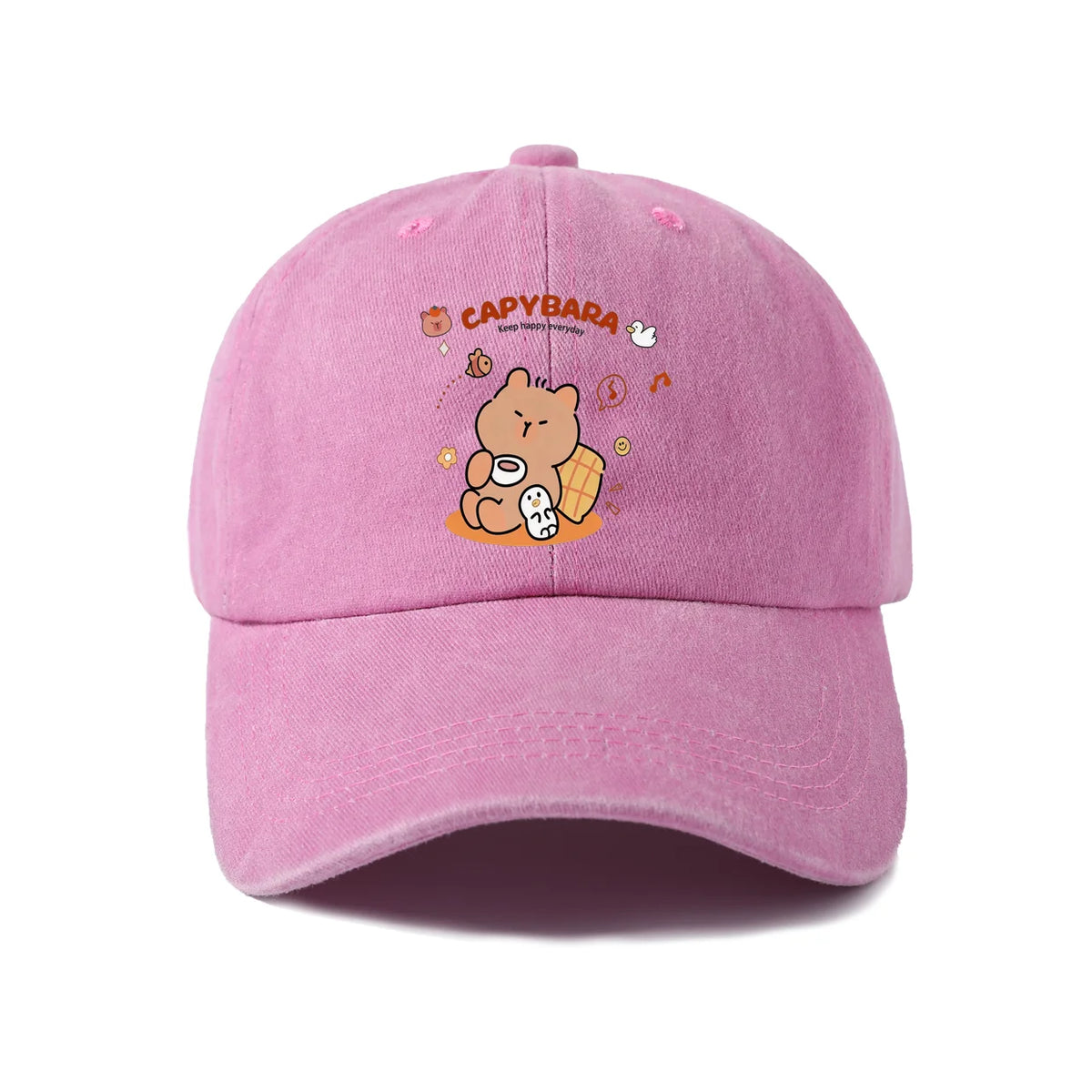 Cute Capybara Friends Vintage Washed Baseball Cap