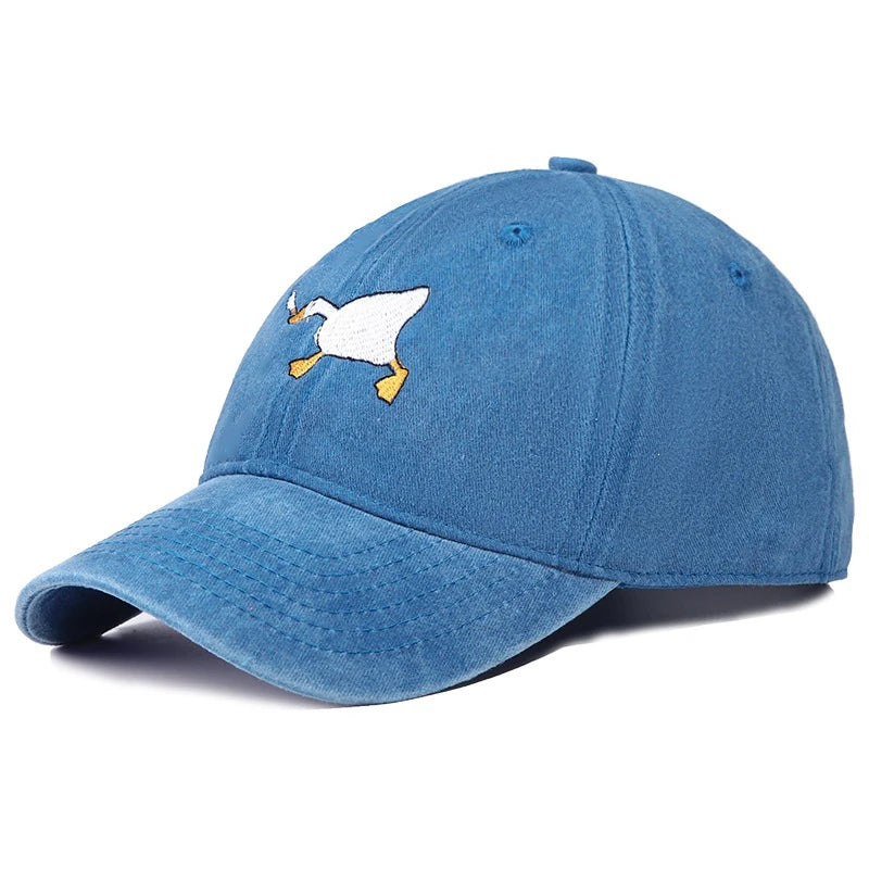 Embroidered Baseball Cap with Goose Pattern