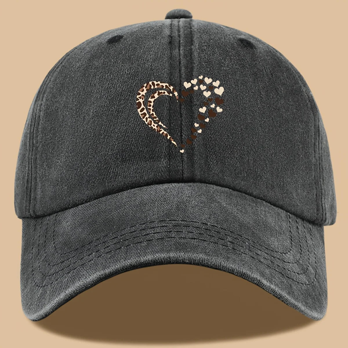 Leopard Print Heart Print Retro Casual Baseball Cap Suitable For Parties