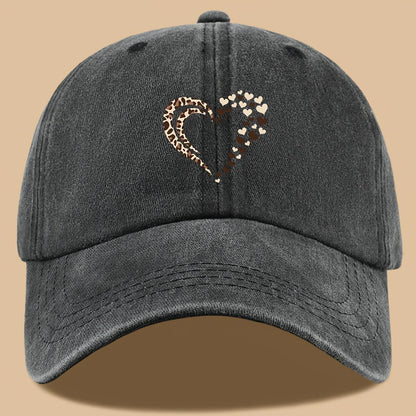 Leopard Print Heart Print Retro Casual Baseball Cap Suitable For Parties
