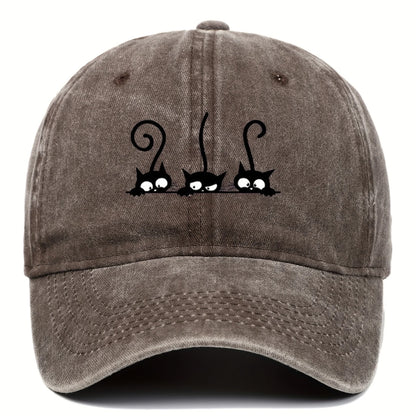 Three Cute Cat Printed Baseball Hats For Men And Women