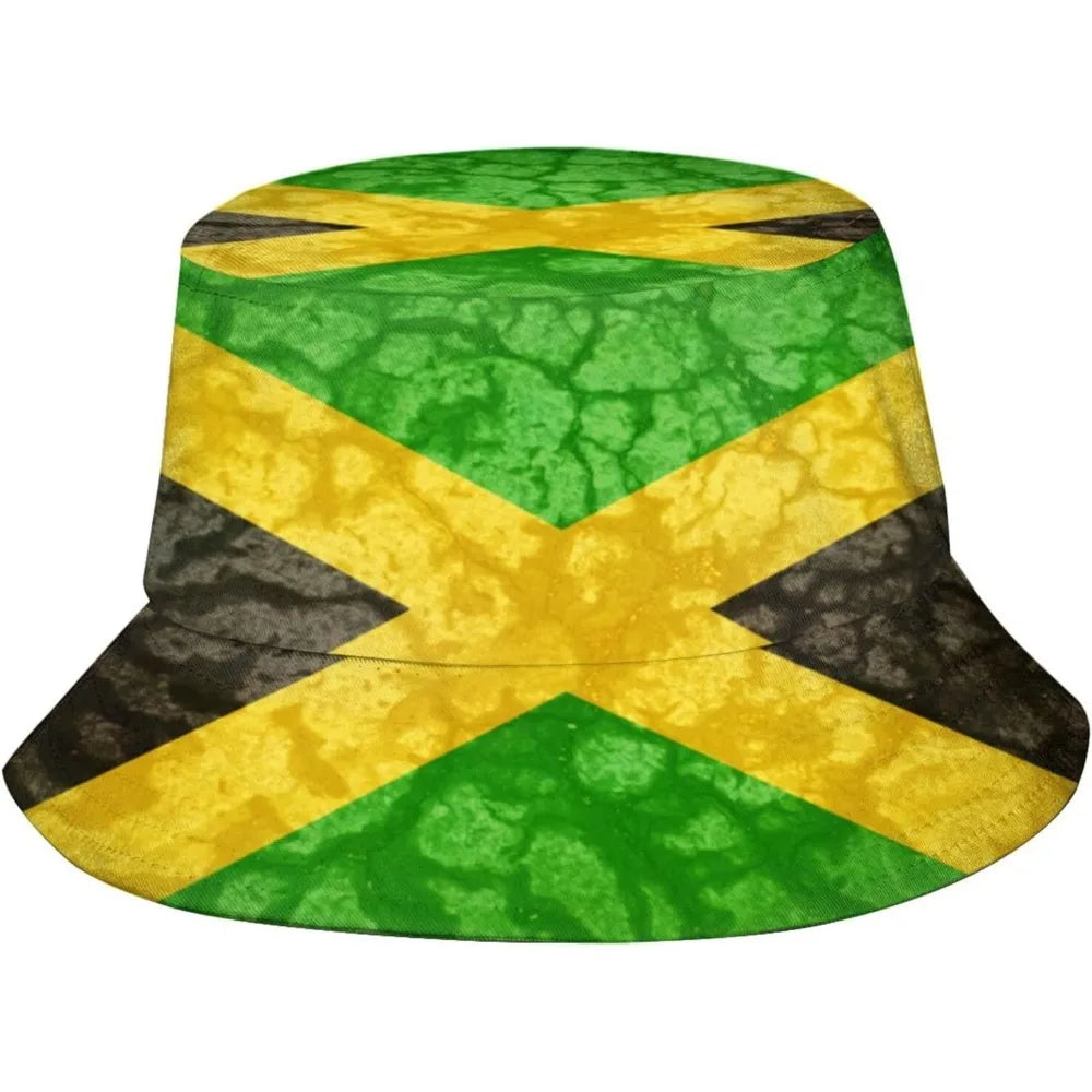 Jamaica Flag Jamaican Bucket Hat Wide Brim UV Protection Sun Hat