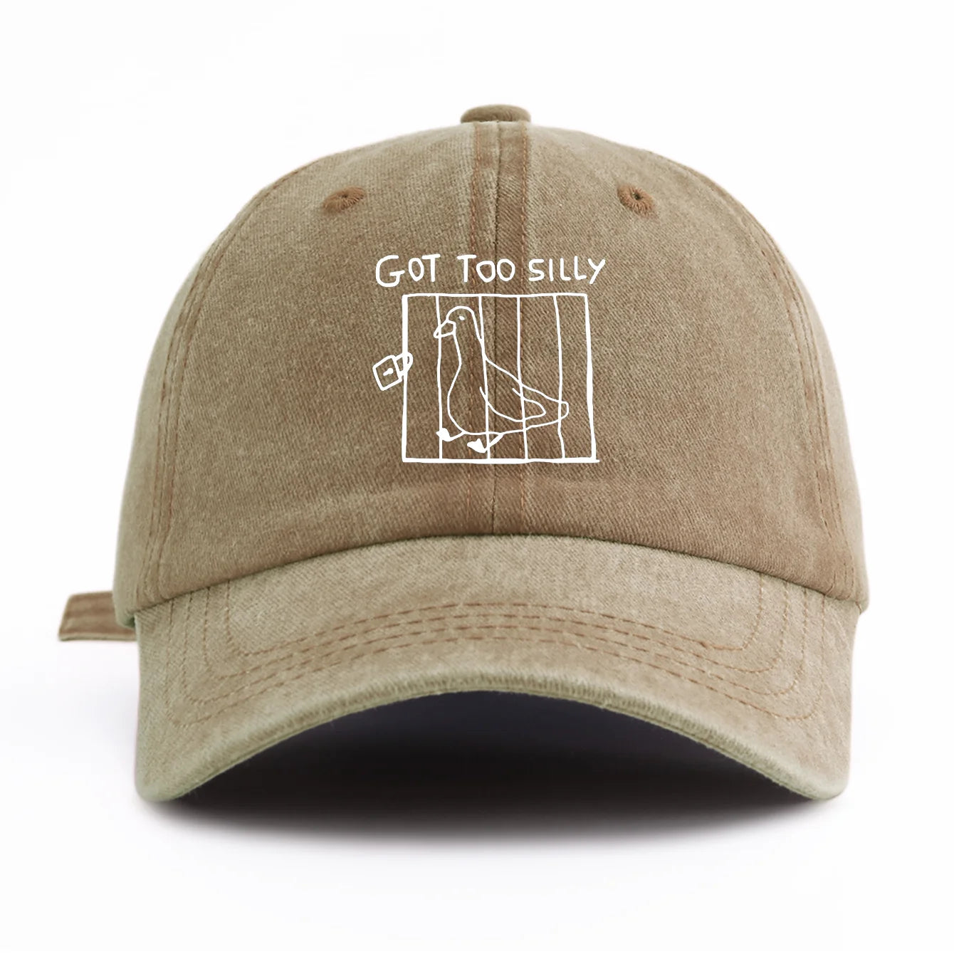 GOT TOO SILLY Print Washed Baseball Cap For Adults