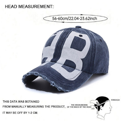 New Unisex BB Letter Printed Distressed Washed Hole Baseball Cap
