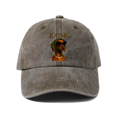 Dachshund Graphic Vintage Washed Baseball Cap