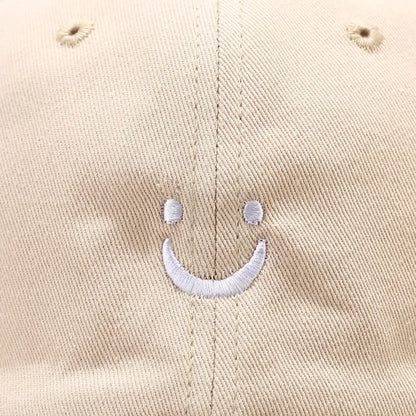 Soft Cotton Baseball Cap for Women Men Smile Face Embroidery