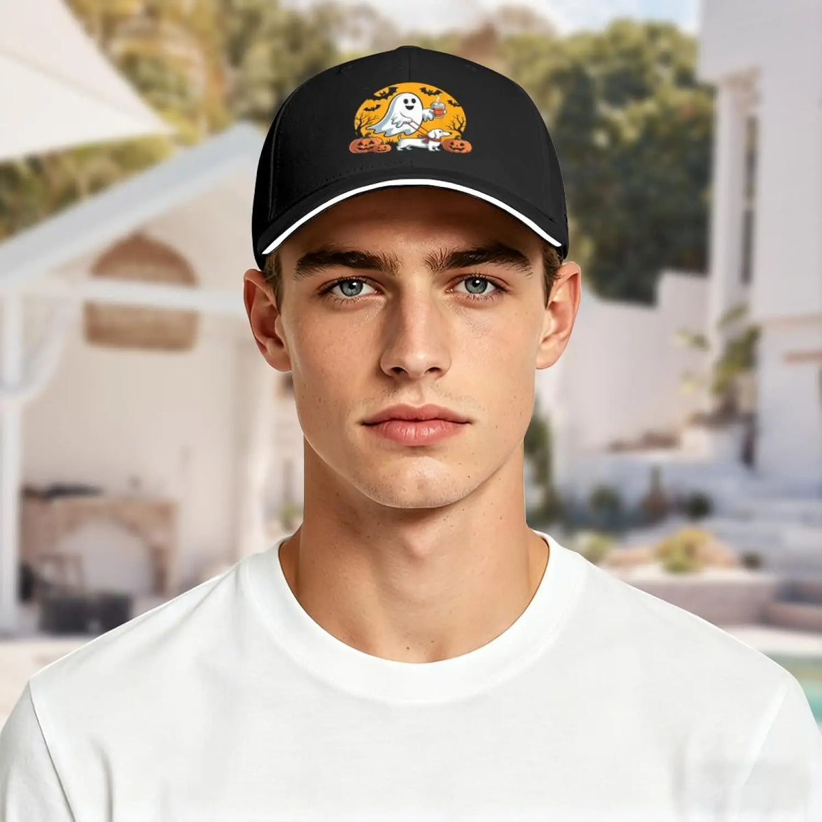 Halloween Dachshund with Coffee Spooky Pumpkin Dachshund Adjustable Casual Baseball Cap