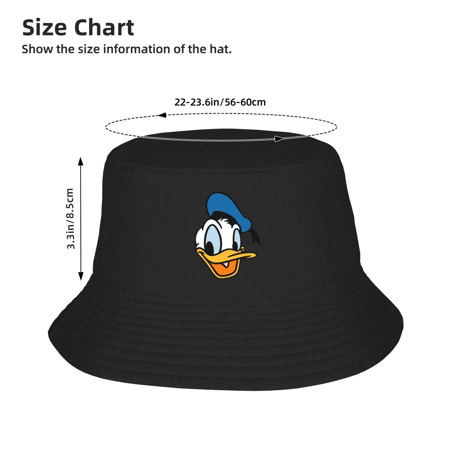 Donald Duck Bucket Hat for Teen Summer Vocation Sun Hats Stylish Foldable