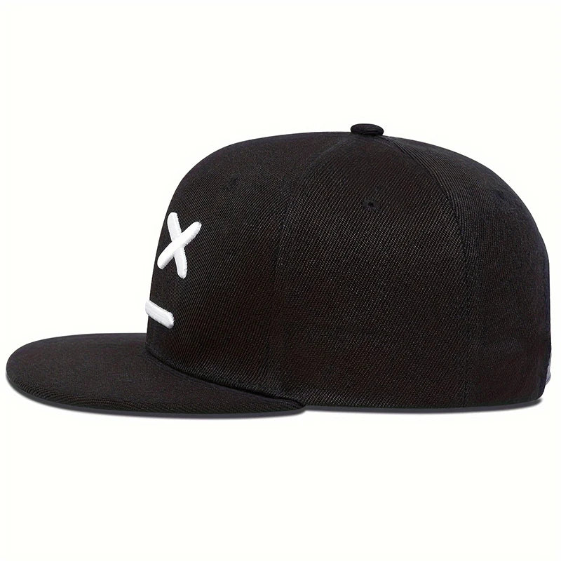 Fashion XX Smiling Face Embroidery Cotton Snapback Caps