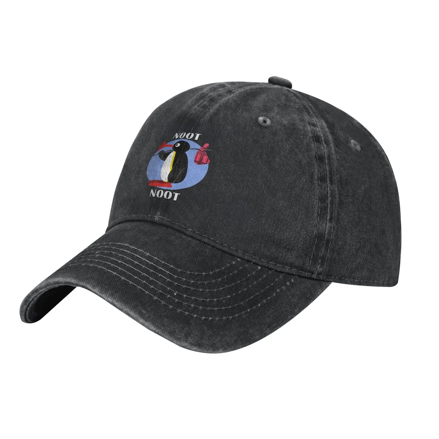 Pingu Her Friend the Seal Baseball Cap Distressed Cotton Penguin Meme Funny Cartoon Snapback Hat
