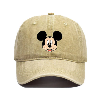 Unisex Vintage Washed Mickey Minnie Print Baseball Cap