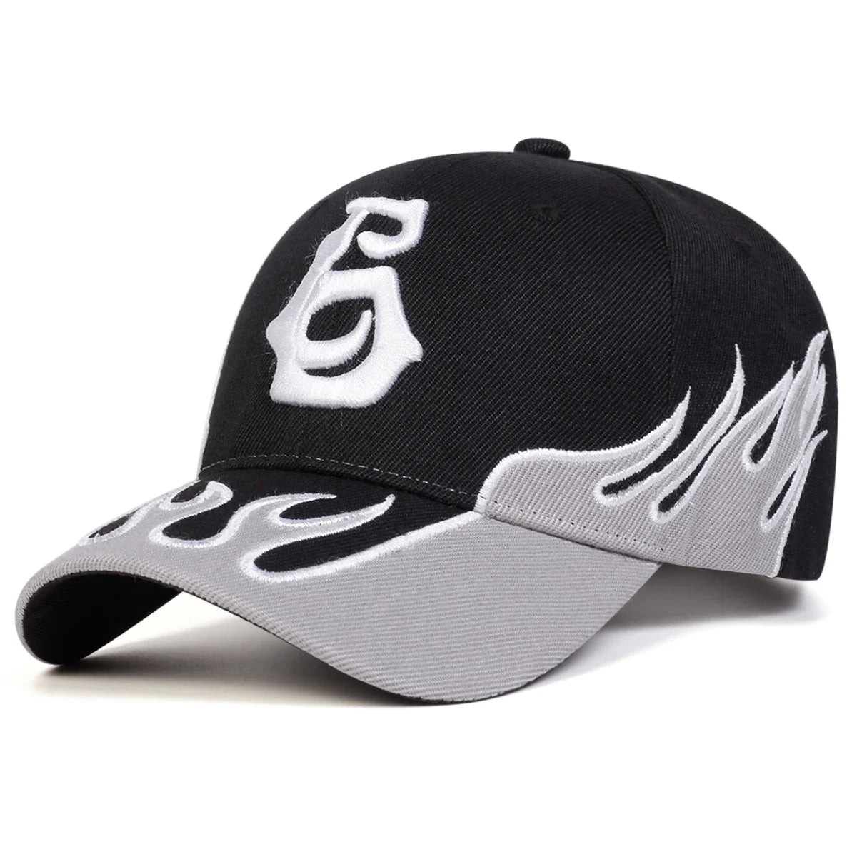 Unisex Flame Embroidery Letter Baseball Caps