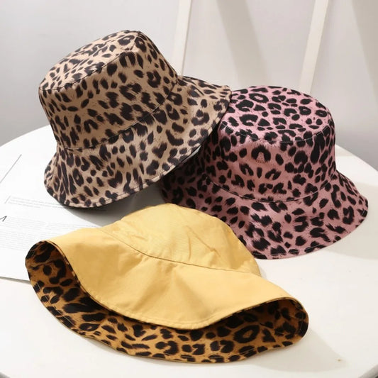 New Versatile Casual Leopard Print Bucket Cotton Breathable Reversible Bucket Hat