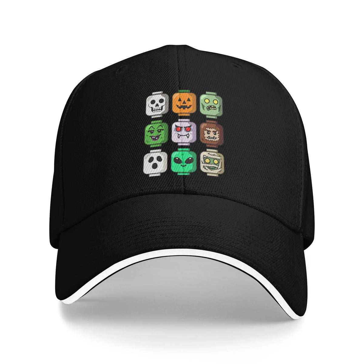 Halloween Building Brick Head Pumpkin Ghost Zombie Baseball Cap