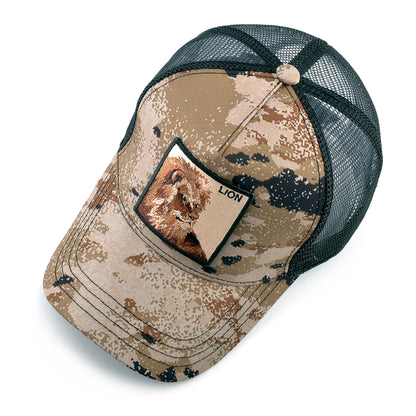 Camouflage With Embroidery Lion Patch Snapback Baseball Cap