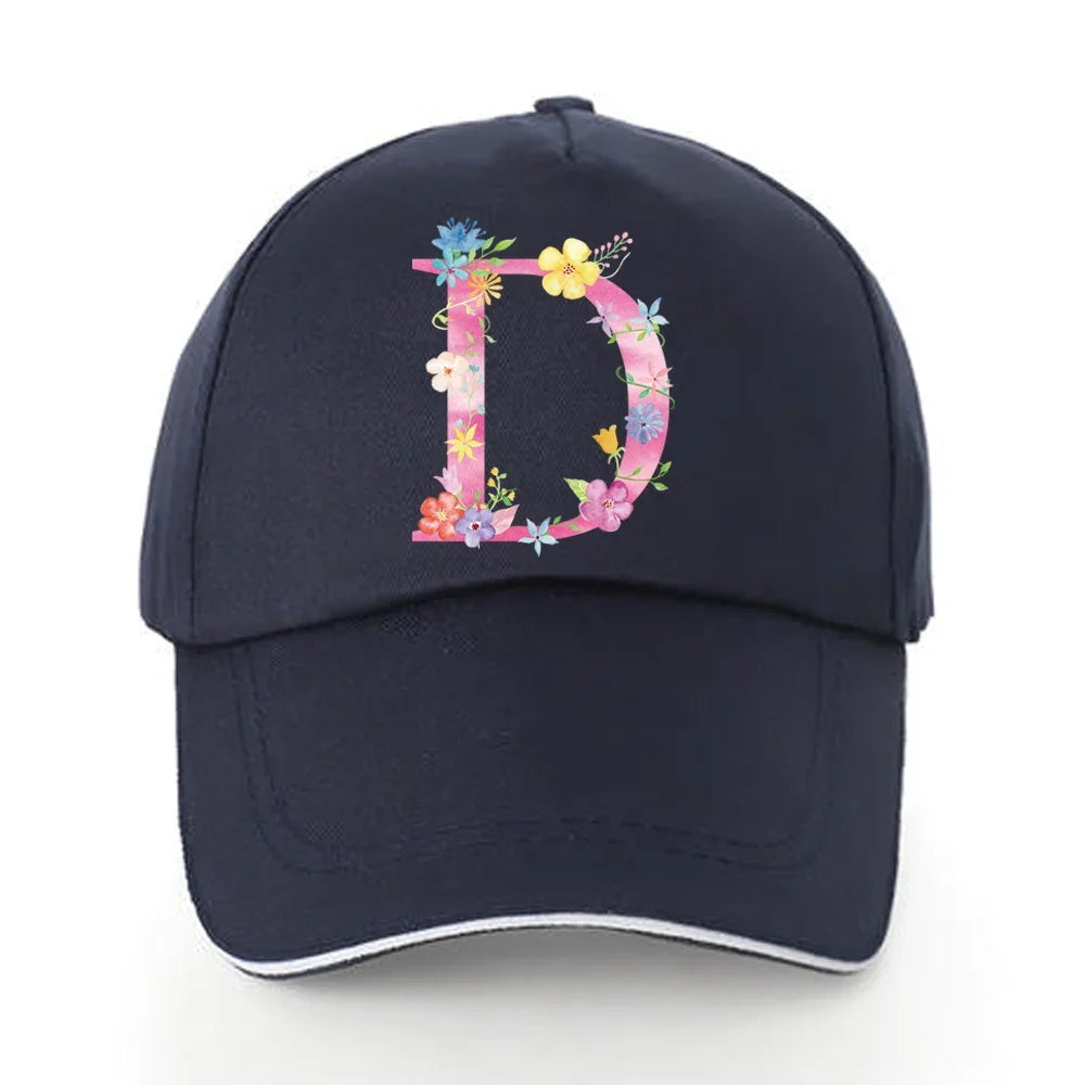 Men Baseball Cap Pure Cotton Adjustable Back Buckle Hat Pink Letter Print