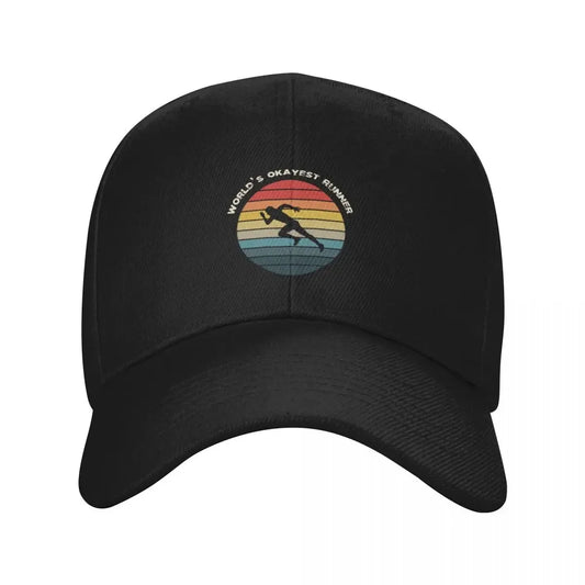 2026 World's Okayest Runner: Retro Vintage Sunset for Sport Lovers Baseball Cap