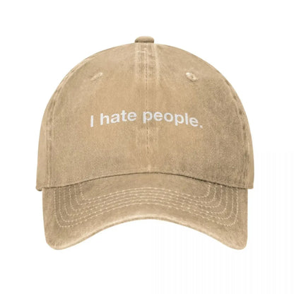 Vintage Cotton I Hate People Baseball Cap For Boy Girl