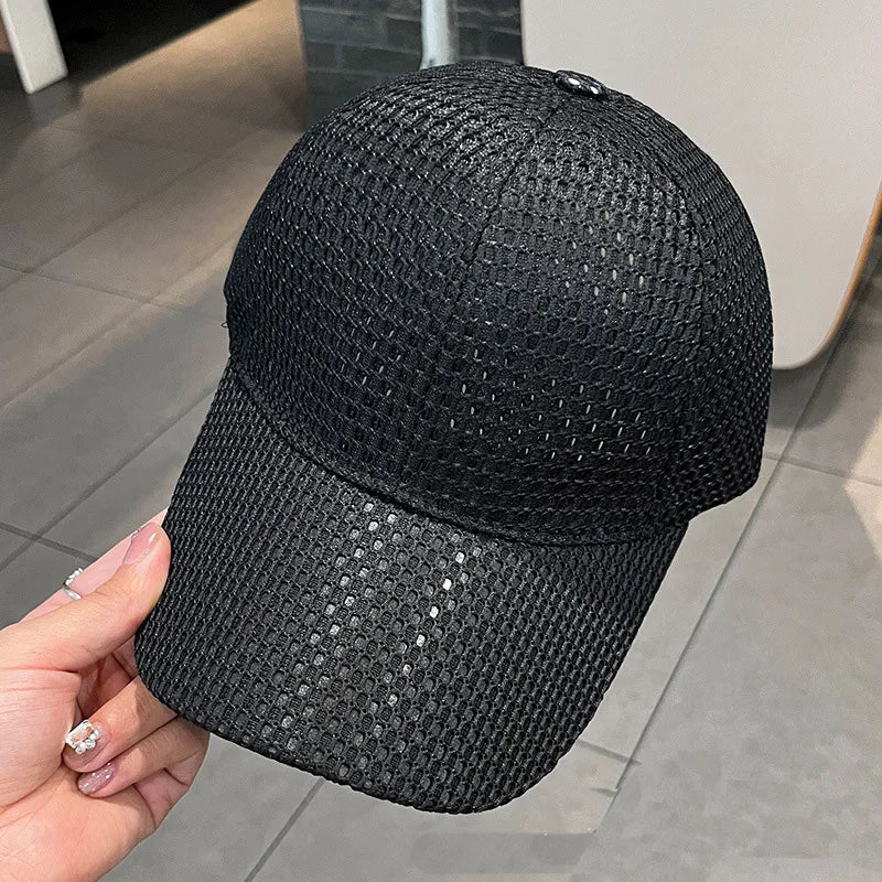 Summer Solid Color Breathable Mesh Sun Protection Baseball Cap