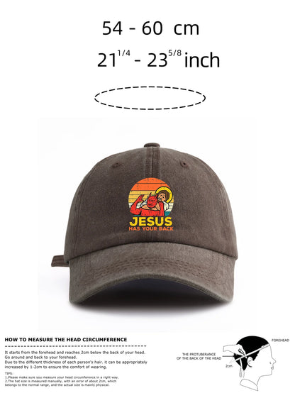 JESUS HAS U BACK Print Washed Baseball Cap For Adults