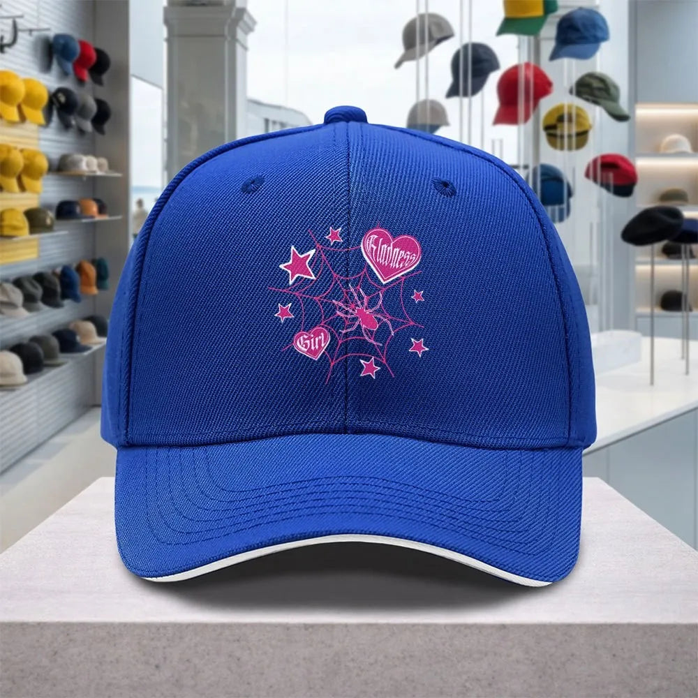 Spider Web Heart Pink Adjustable Sandwich Baseball Cap