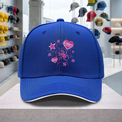 Spider Web Heart Pink Adjustable Sandwich Baseball Cap