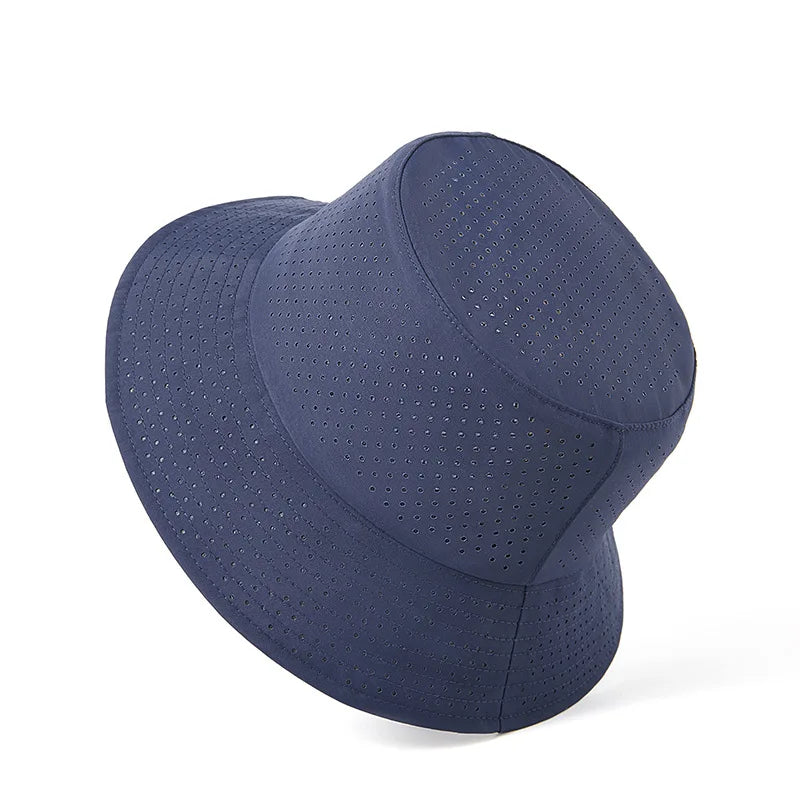 Summer Sun Hat Men Women Quick-drying Mesh Panama Cap Outdoor Flat Top Bucket Hat