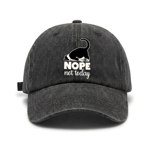 Nope Not Today Cat Graphic Vintage Washed Baseball Cap