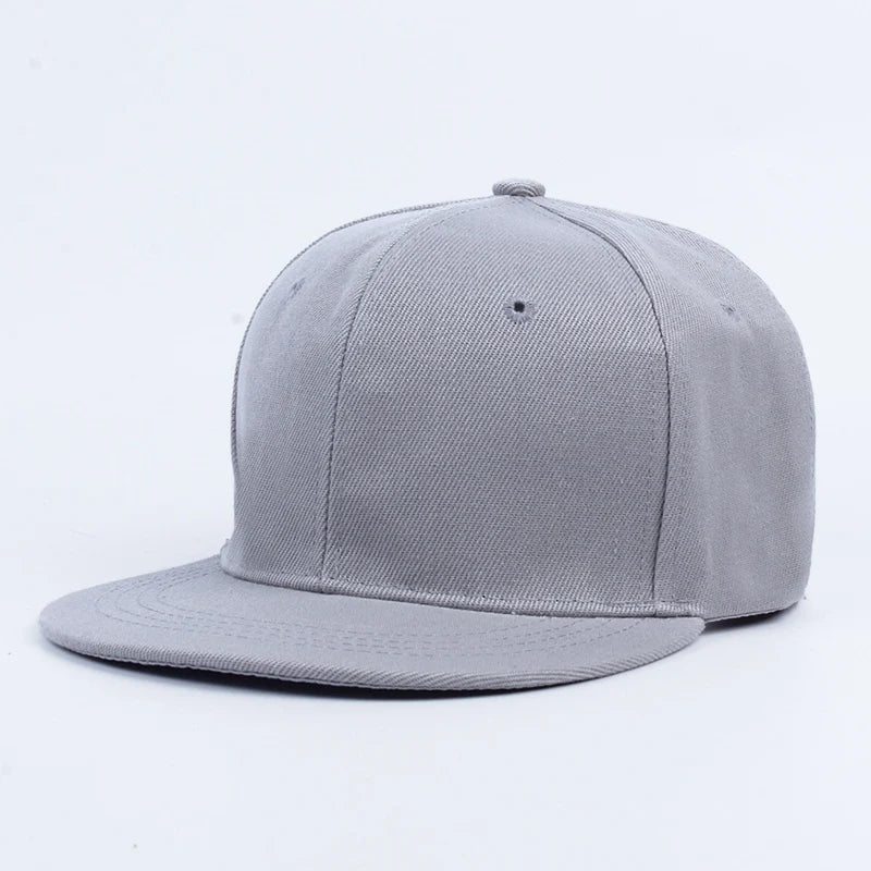 Solid Color Flat Brim Adjustable Hip Hop Men Snapback Cap
